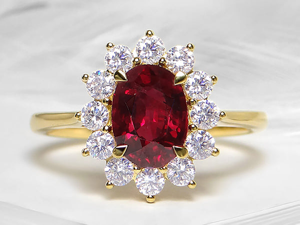 Classic Diamond and Ruby Oval Diamond Ring - Ian Sharp Jewellery