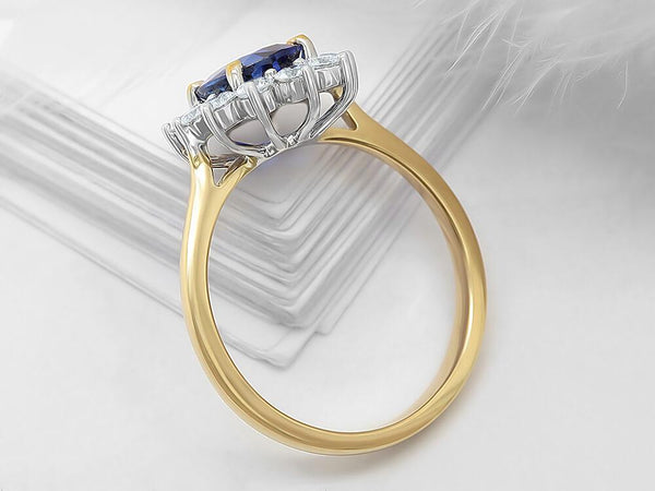 Classic Diamond and Sapphire Oval Diamond Ring - Ian Sharp Jewellery