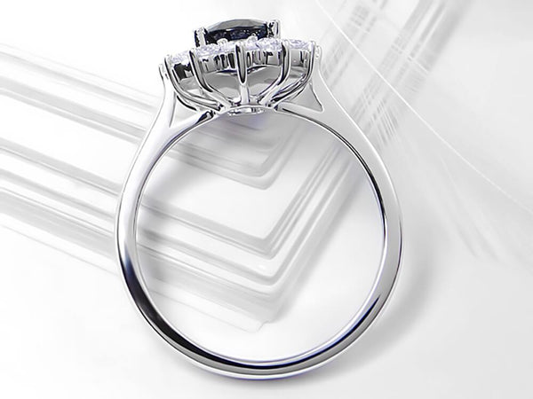 Classic Diamond and Sapphire Oval Diamond Ring - Ian Sharp Jewellery