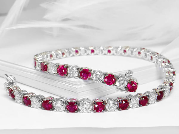 Diamond & Ruby Tennis Bracelet - Ian Sharp Jewellery