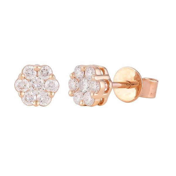 Diamond Flower Cluster Stud Earrings - Ian Sharp Jewellery