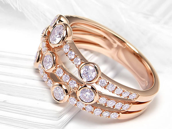 Diamond Three Row Scattered Bubble Ring - Ian Sharp Fine Diamond Jewellery