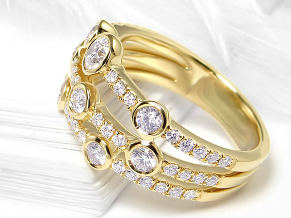 Diamond Three Row Scattered Bubble Ring - Ian Sharp Fine Diamond Jewellery