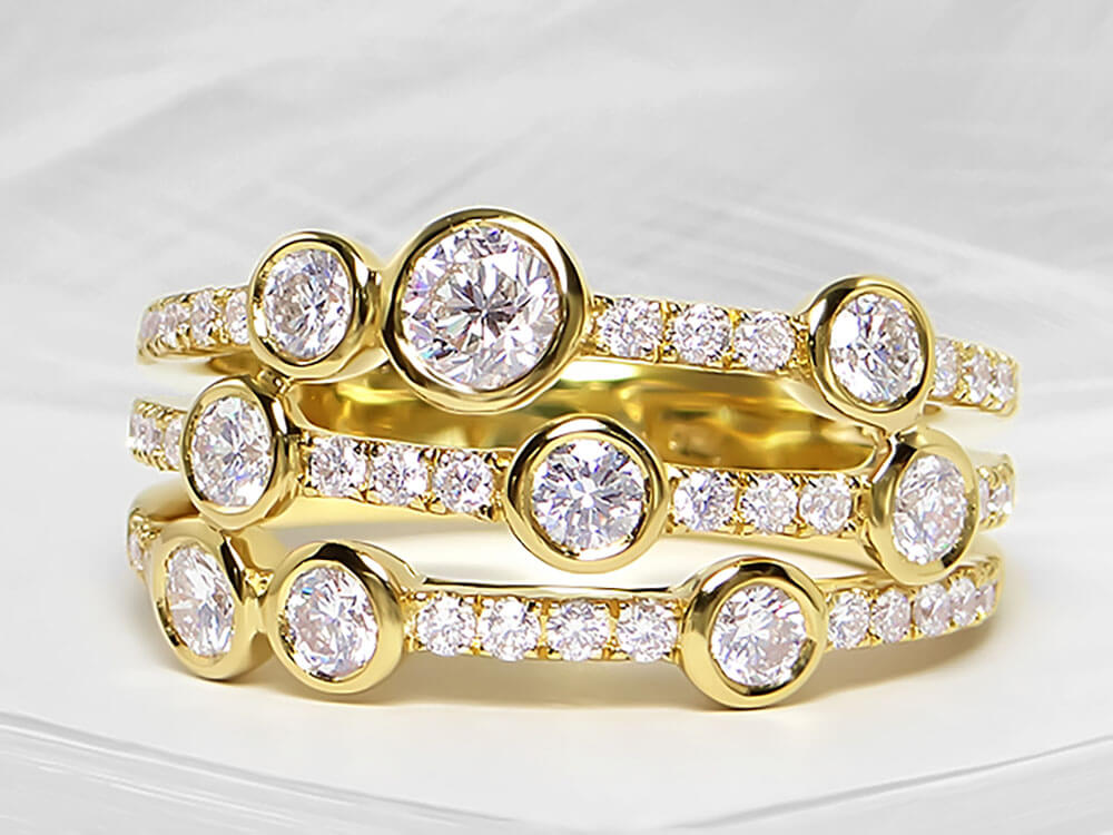 Yellow gold clearance diamond bubble ring