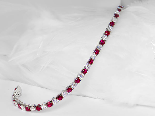 Diamond & Ruby Tennis Bracelet - Ian Sharp Jewellery