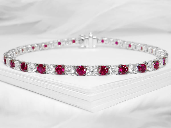 Diamond & Ruby Tennis Bracelet - Ian Sharp Jewellery