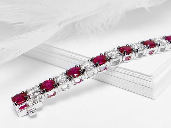 Diamond & Ruby Tennis Bracelet - Ian Sharp Jewellery