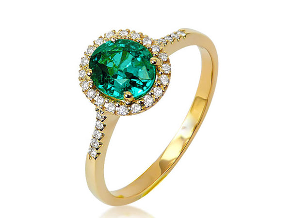 Diamond and Emerald Oval Halo Ring - Ian Sharp Jewellery