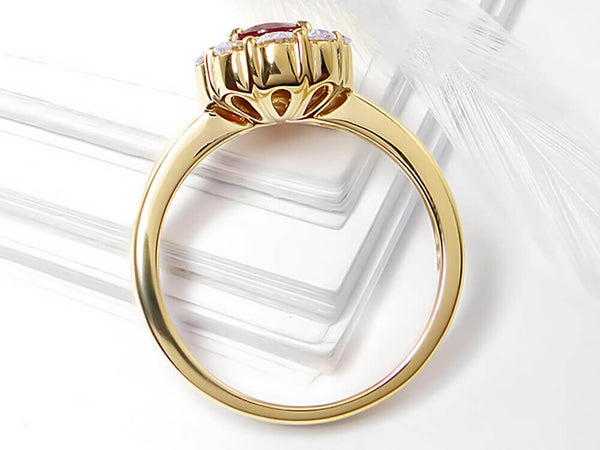 Diamond and Ruby Oval Ring - Ian Sharp Jewellery