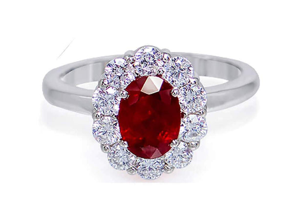 Diamond and Ruby Oval Ring - Ian Sharp Jewellery