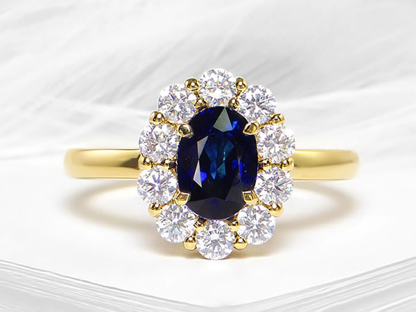 Diamond and Sapphire Oval Ring - Ian Sharp Jewellery