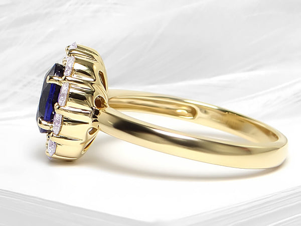 Diamond and Sapphire Oval Ring - Ian Sharp Jewellery