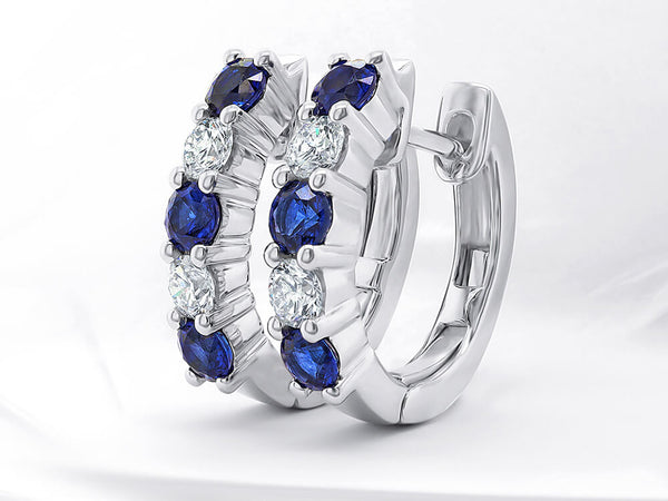 Diamond and Sapphire Huggie Earrings - Ian Sharp Jewellery