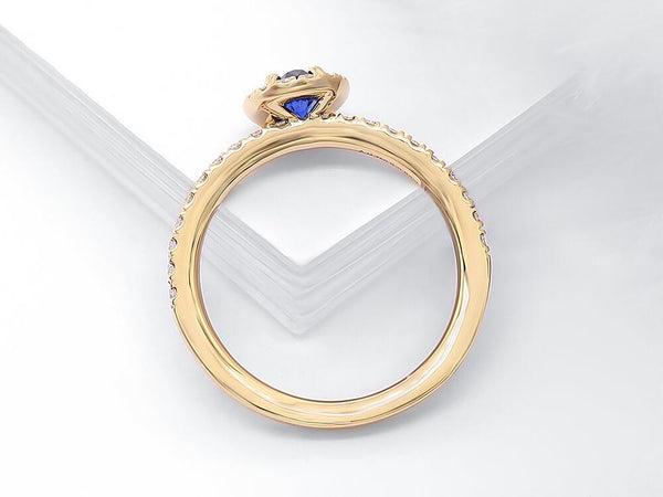 Diamond and Sapphire Oval Halo Ring - Ian Sharp Jewellery