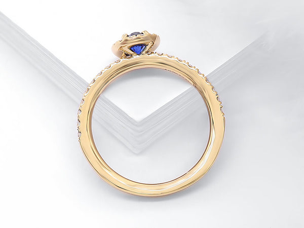 Diamond and Sapphire Oval Halo Ring - Ian Sharp Jewellery