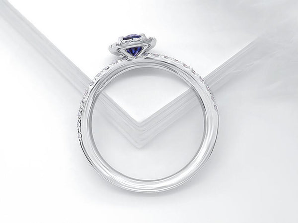 Diamond and Sapphire Oval Halo Ring - Ian Sharp Jewellery