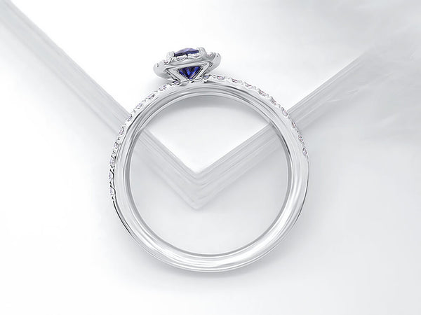 Diamond and Sapphire Oval Halo Ring - Ian Sharp Jewellery
