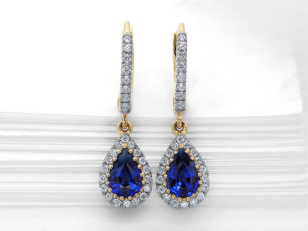 Sapphire pear drop earrings discount