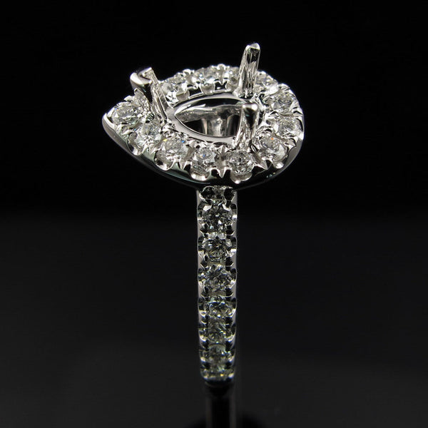 Dolce Single Halo Pear Diamond Ring Mount - Ian Sharp Jewellery