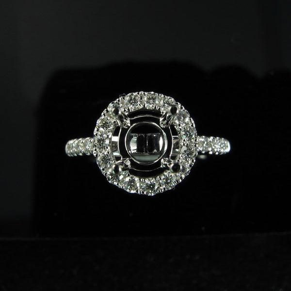 Dolce Single Halo Round Diamond Ring Mount - Ian Sharp