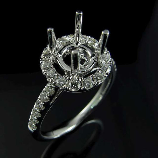 Dolce Single Halo Round Diamond Ring Mount - Ian Sharp