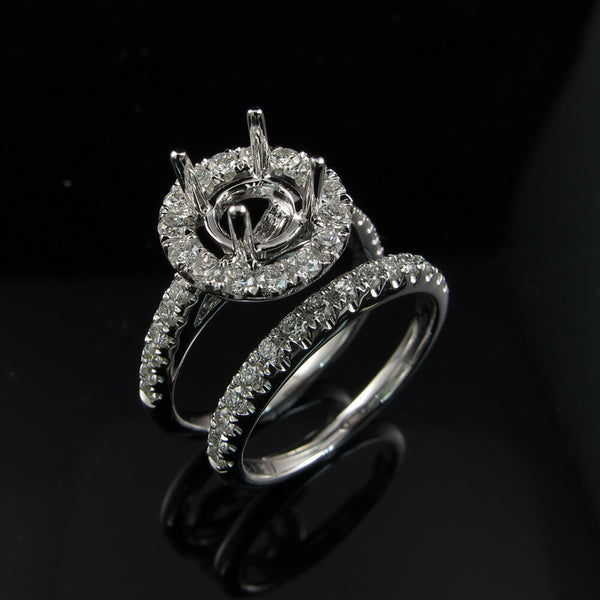 Dolce Single Halo Round Diamond Ring Mount - Ian Sharp