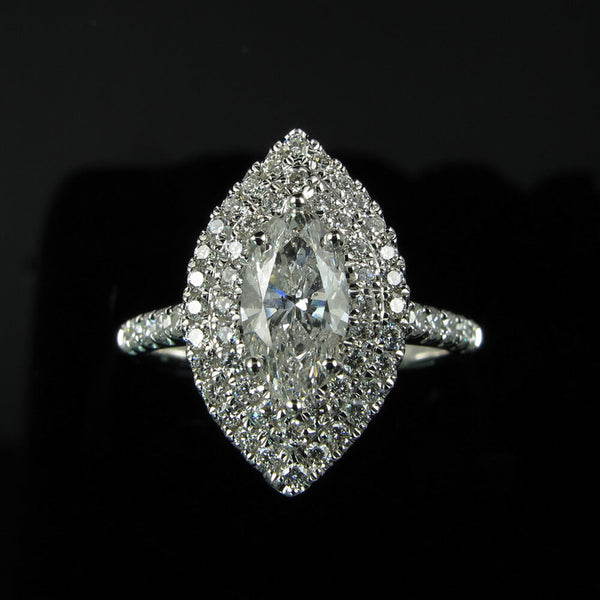 Fiore Double Halo Marquee Diamond Ring Mount - Ian Sharp Jewellery