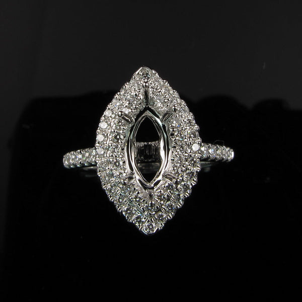 Fiore Double Halo Marquee Diamond Ring Mount - Ian Sharp Jewellery