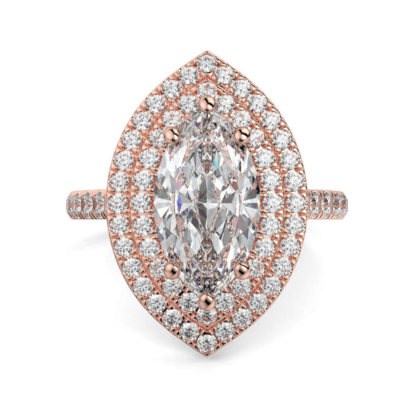 Fiore Double Halo Marquee Diamond Ring Mount - Ian Sharp Jewellery