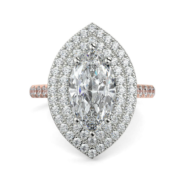 Fiore Double Halo Marquee Diamond Ring Mount - Ian Sharp Jewellery