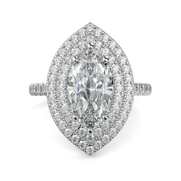 Fiore Double Halo Marquee Diamond Ring Mount - Ian Sharp Jewellery