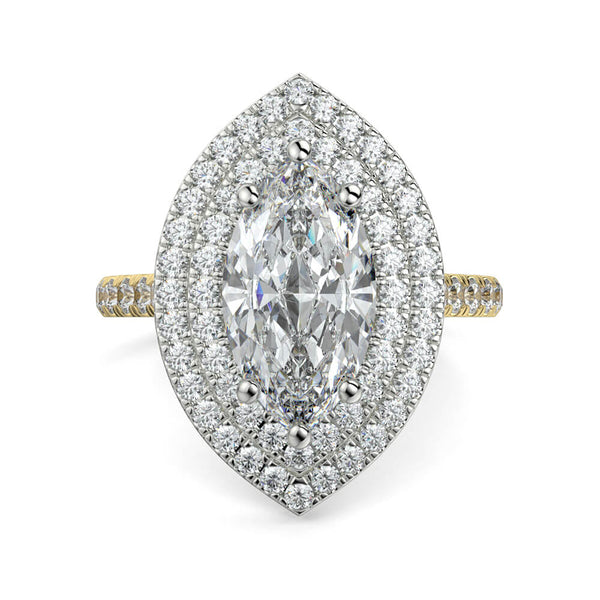 Fiore Double Halo Marquee Diamond Ring Mount - Ian Sharp Jewellery