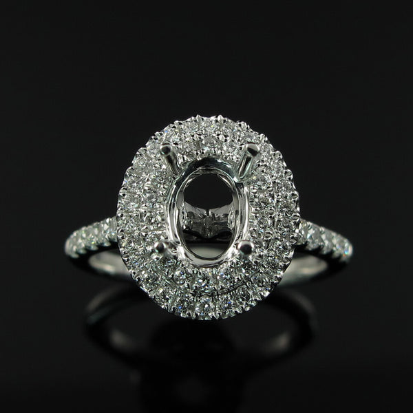 Fiore Double Halo Oval Diamond Ring Mount - Ian Sharp Jewellery