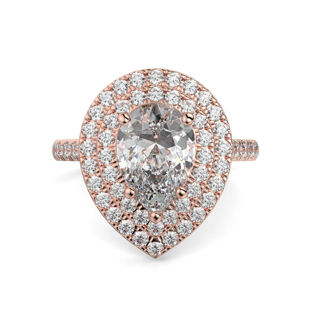 Fiore Double Halo Pear Diamond Ring Mount Ian Sharp Jewellery