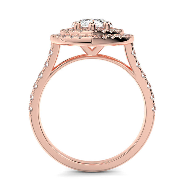 Fiore Double Halo Pear Diamond Ring Mount - Ian Sharp Jewellery
