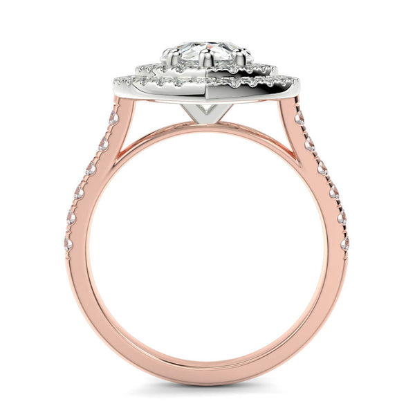 Fiore Double Halo Pear Diamond Ring Mount - Ian Sharp Jewellery
