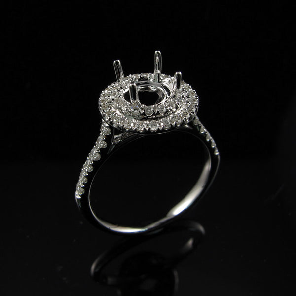 Fiore Double Halo Round Diamond Ring Mount - Ian Sharp Jewellery