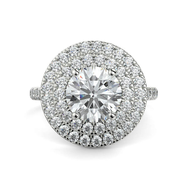 Fiore Double Halo Round Diamond Ring Mount - Ian Sharp Jewellery