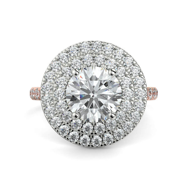 Fiore Double Halo Round Diamond Ring Mount - Ian Sharp Jewellery