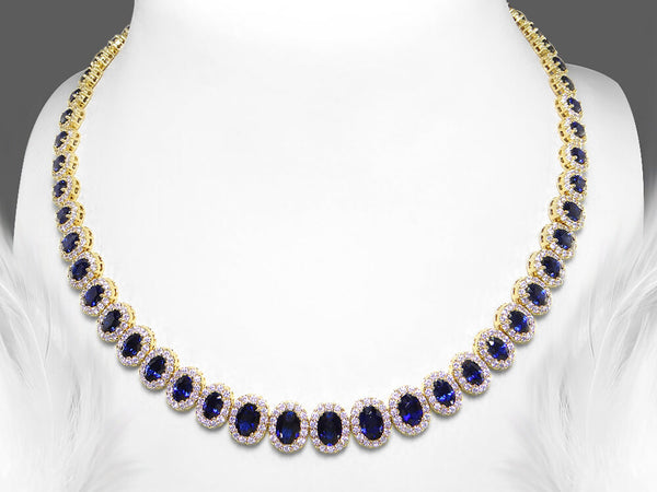Stunning Diamond and Oval Blue Sapphire Necklace - Ian Sharp Fine Jewellery