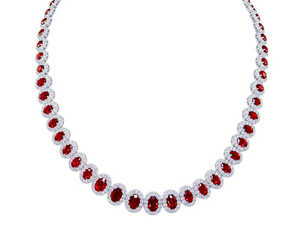 Stunning Diamond and Oval Ruby Necklace - Ian Sharp Jewellery