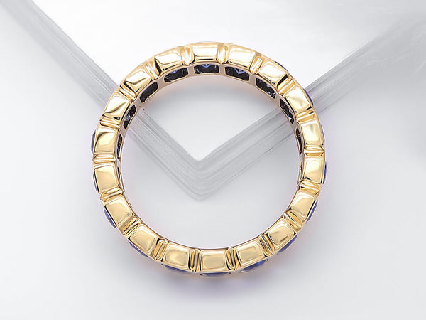 Stunning Emerald Shaped Blue Sapphire Eternity Ring - Ian Sharp Jewellery