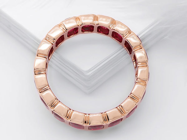 Stunning Emerald Shaped Ruby Eternity Ring - Ian Sharp Jewellery