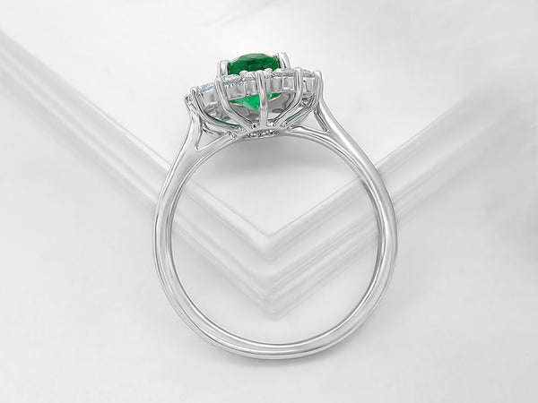 Classic Diamond and Emerald Oval Diamond Ring - Ian Sharp Jewellery