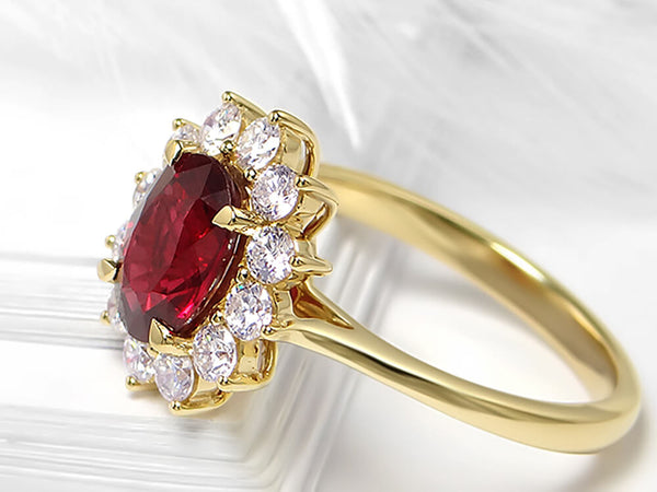 Classic Diamond and Ruby Oval Diamond Ring - Ian Sharp Jewellery