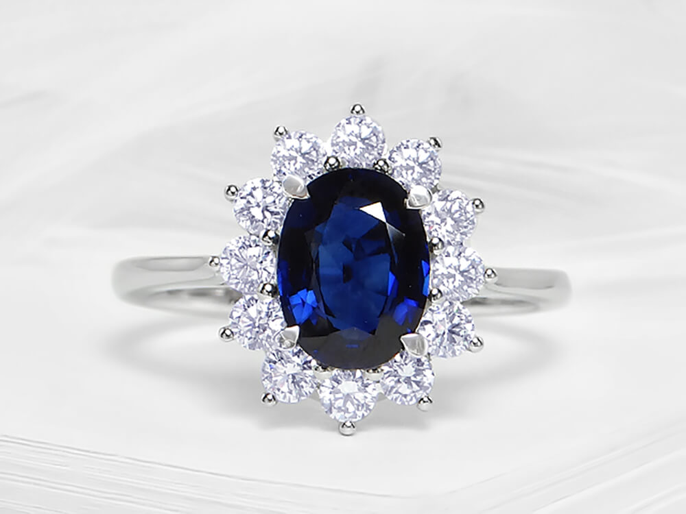 Classic Diamond and Sapphire Oval Diamond Ring - Ian Sharp Jewellery