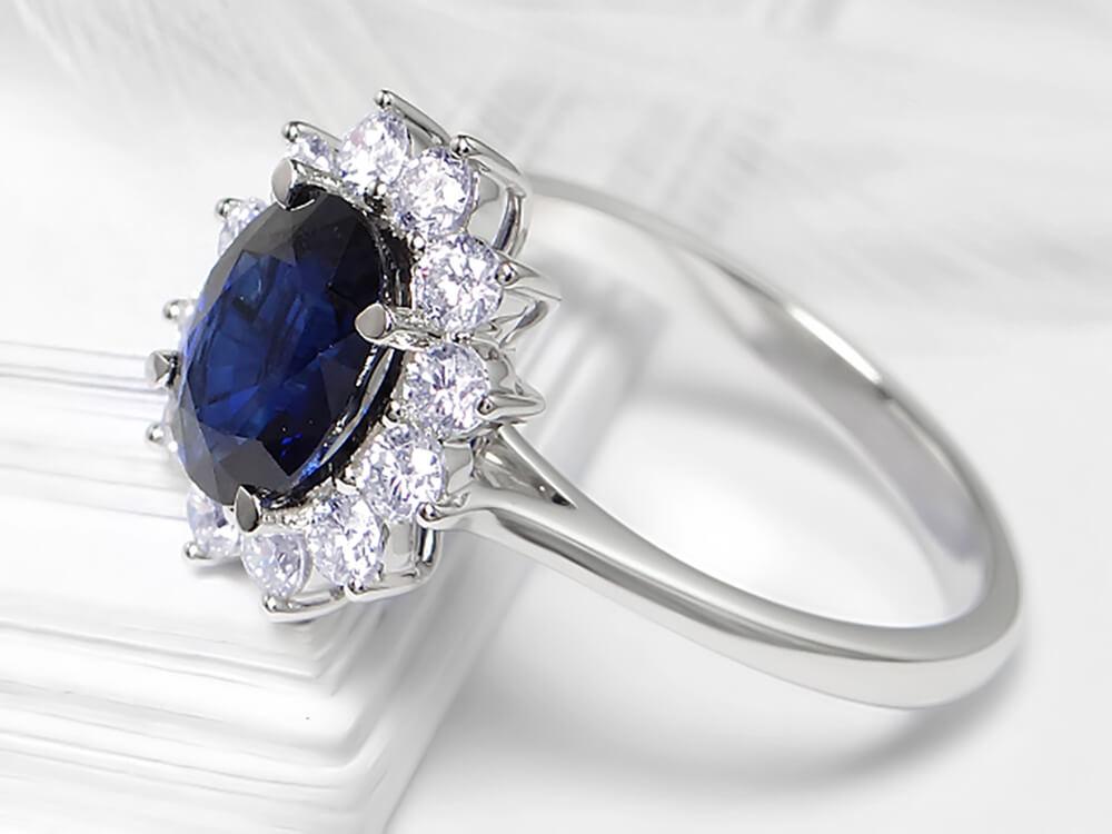 Classic Diamond and Sapphire Oval Diamond Ring - Ian Sharp Jewellery