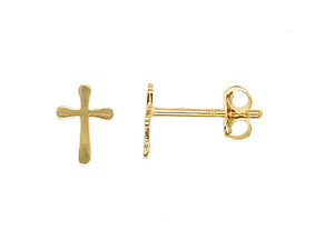 Cross Gold Stud Earrings - Ian Sharp Jewellery