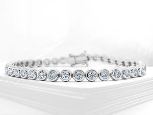 18k White Gold Bezel Set Bubble Tennis Bracelet - Ian Sharp Jewellery