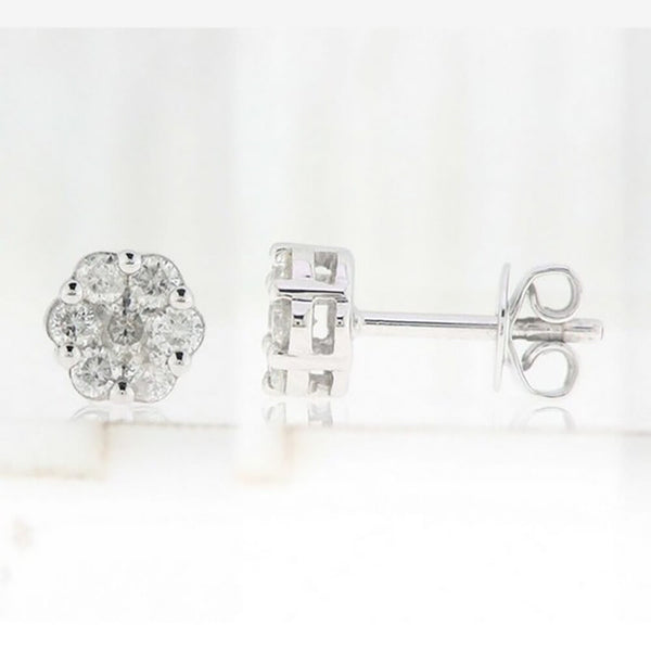 Diamond Flower Cluster Stud Earrings - Ian Sharp Jewellery